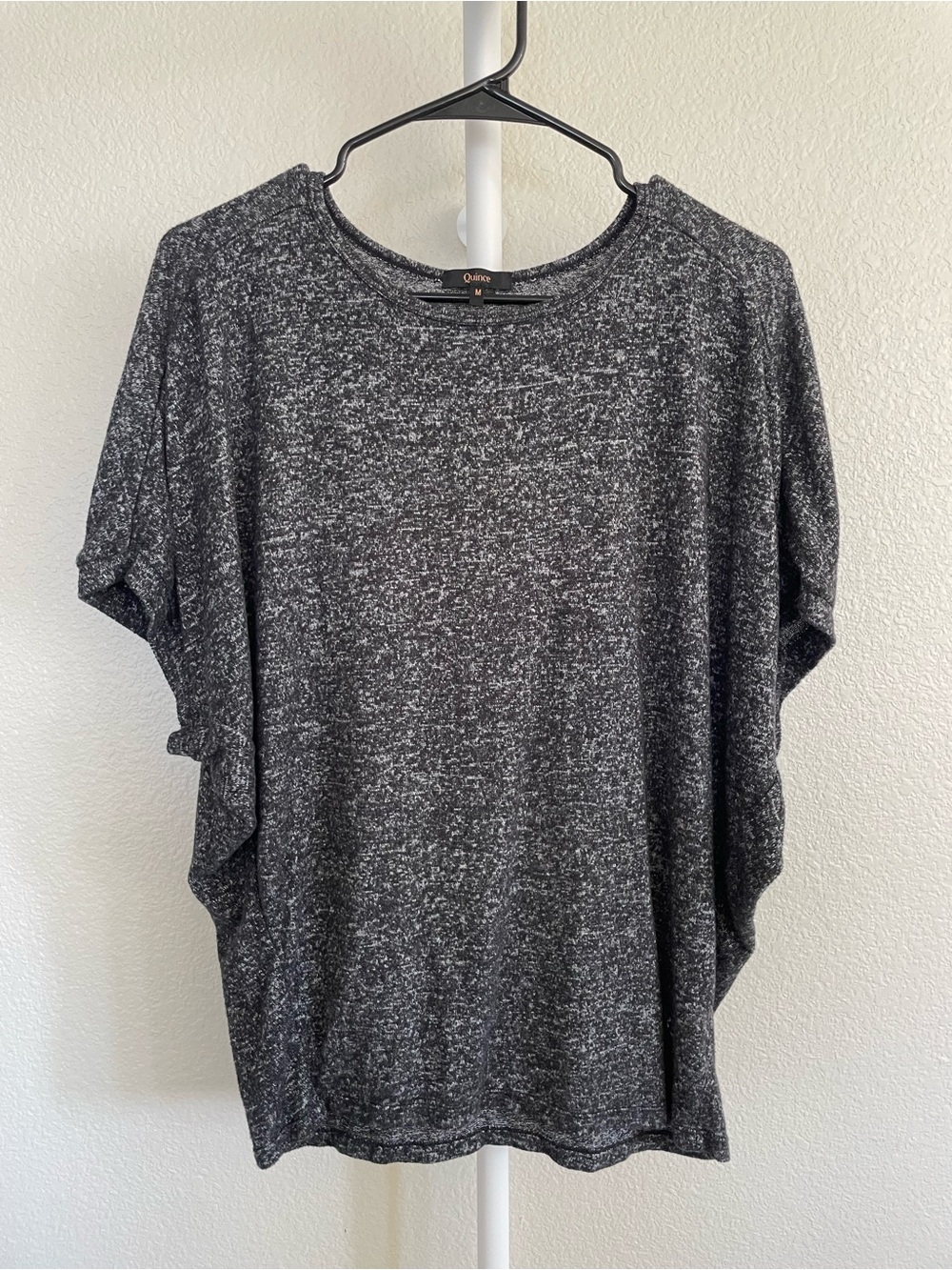 Quince Black Heather Flowy Batwing Blouse Medium
